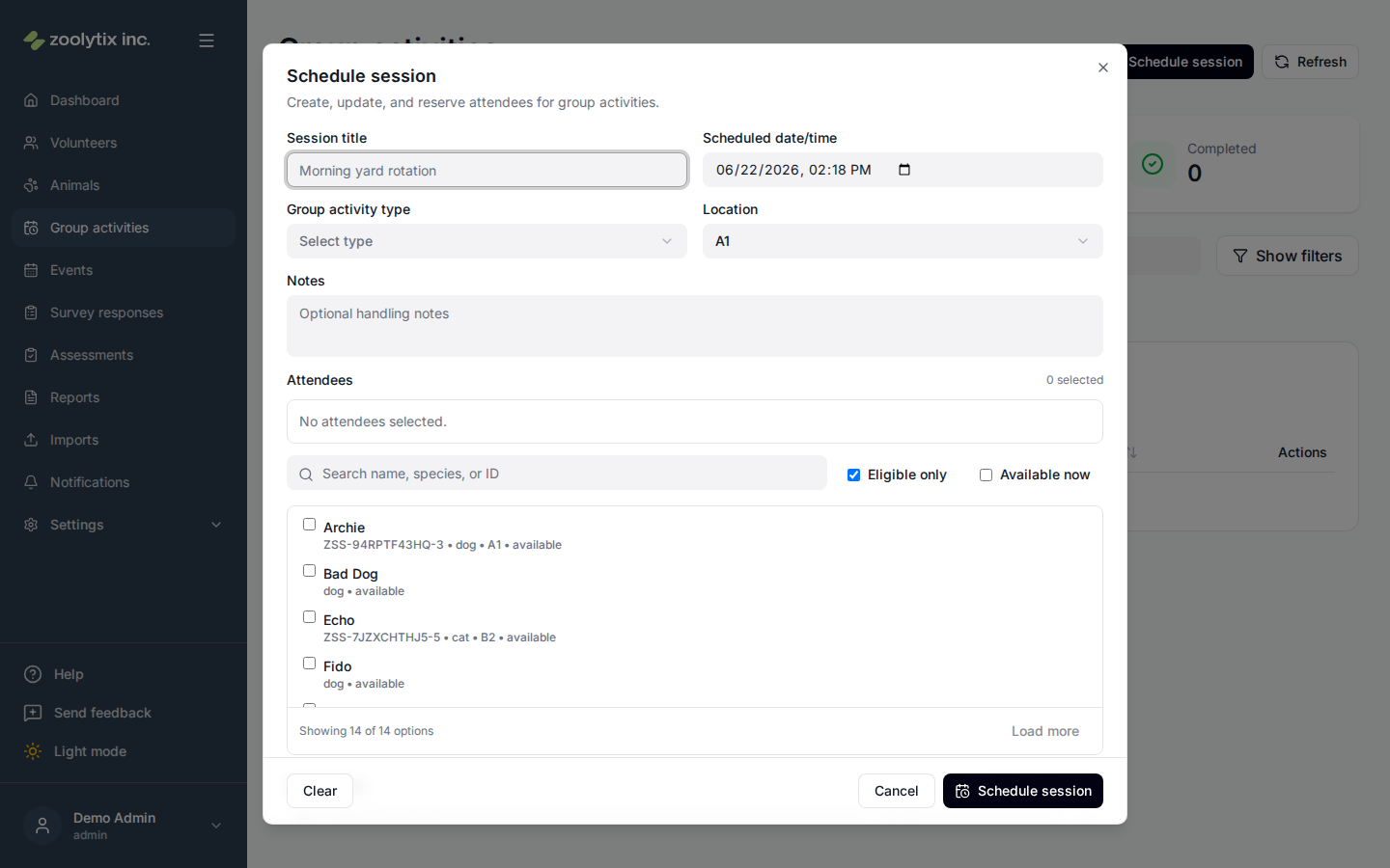 Scheduling a new group activity