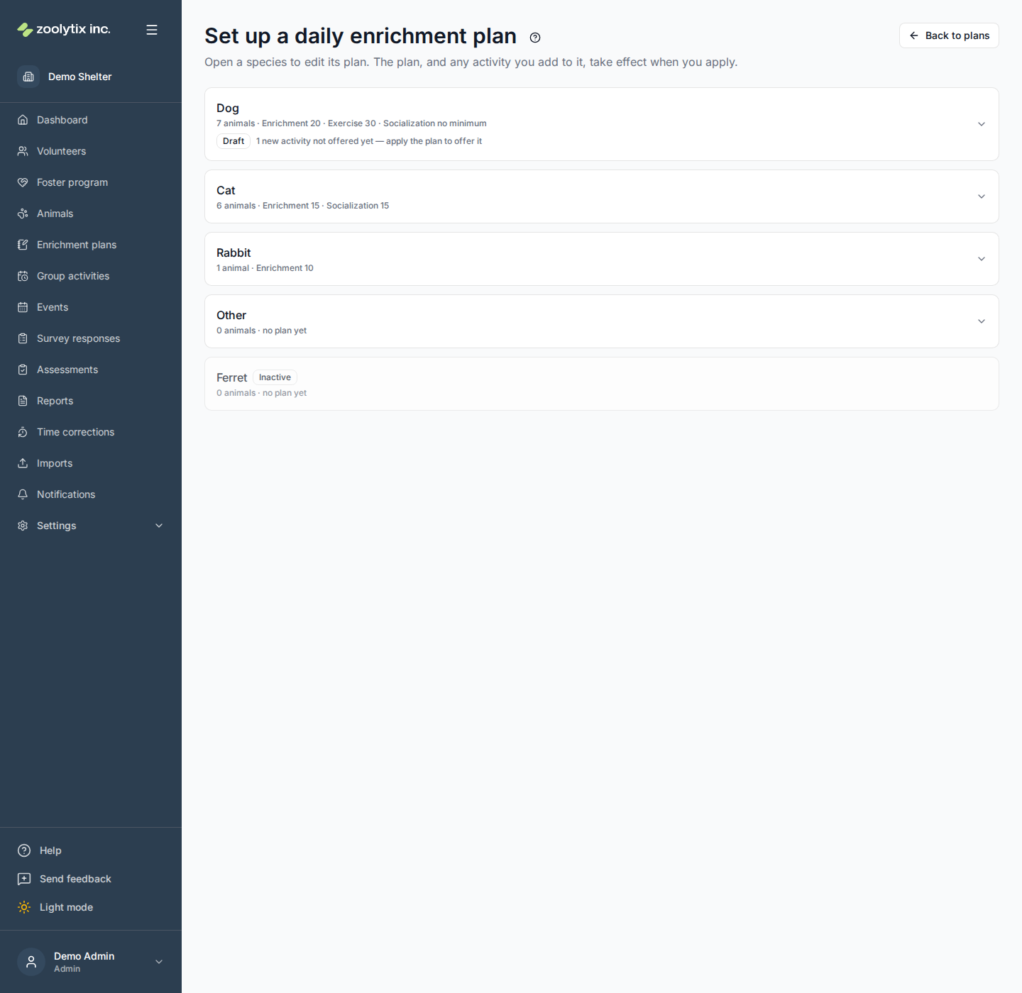 The plan setup wizard