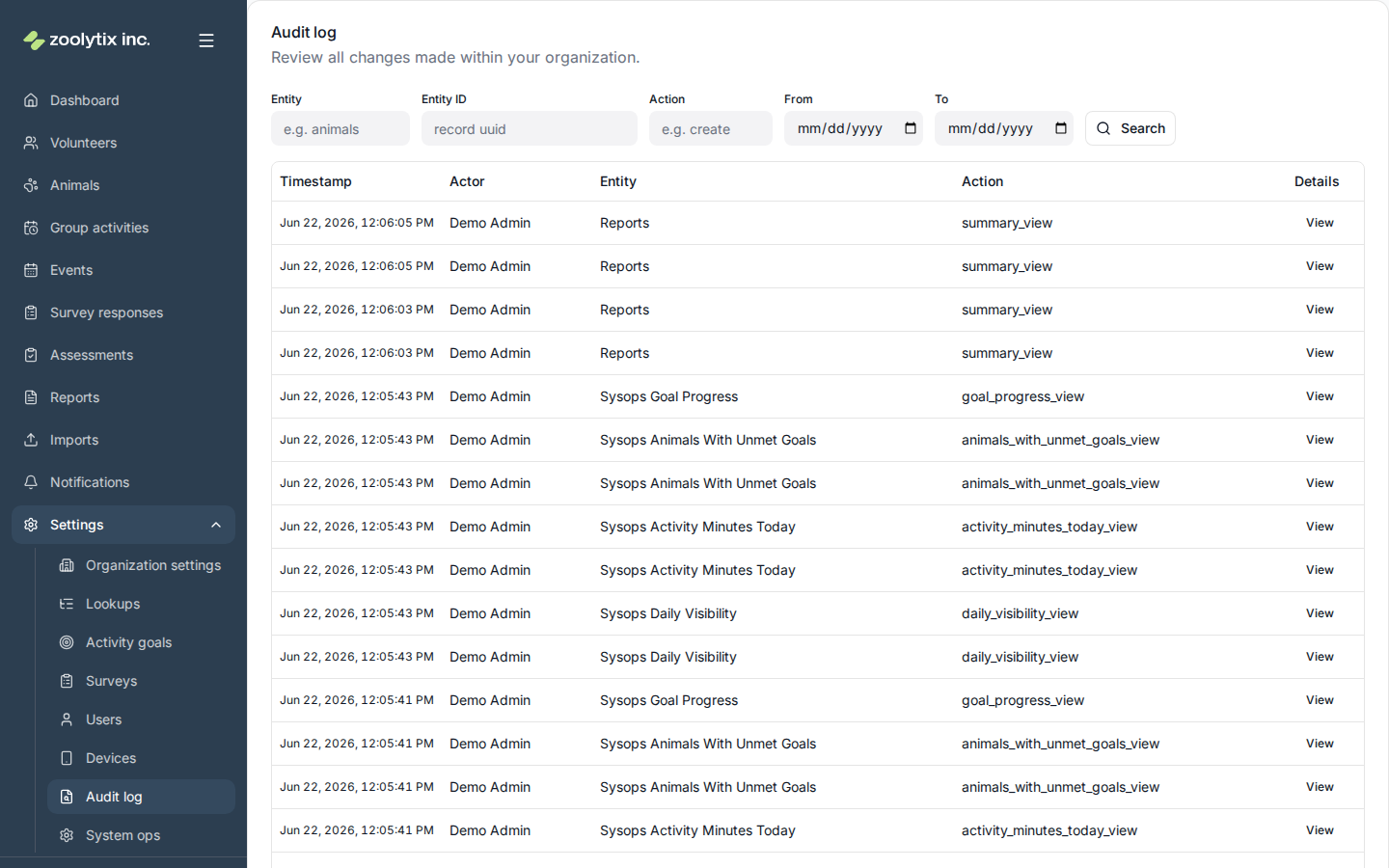 The audit log